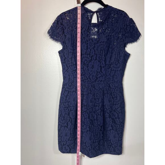 Keepsake Dress Mini Short Elegant Navy Lace Sheath Cocktail Sheath Large - Picture 12 of 12